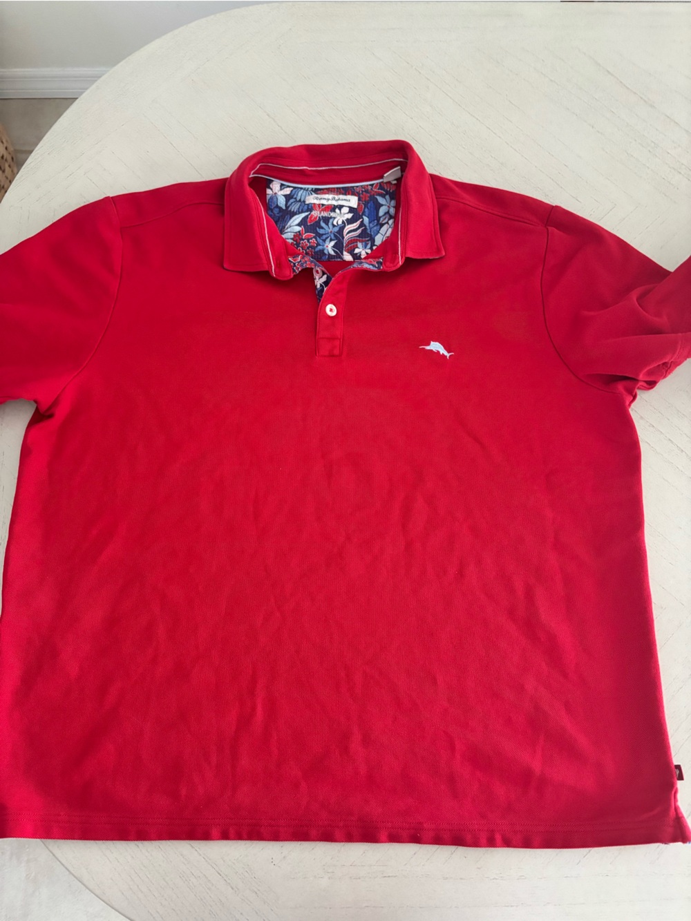 Tommy Bahama Red Polo with Embroidered Marlin